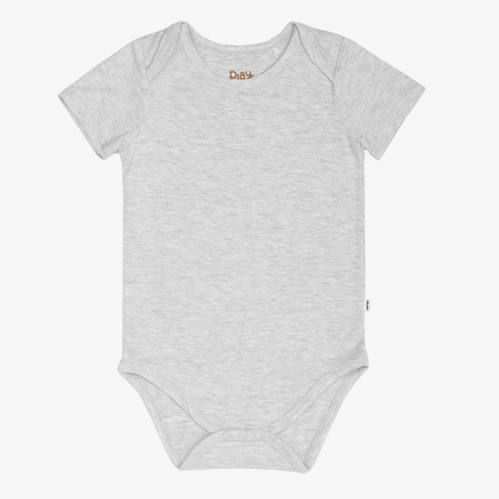 Flat lay of the Light Heather Gray bamboo Bodysuit